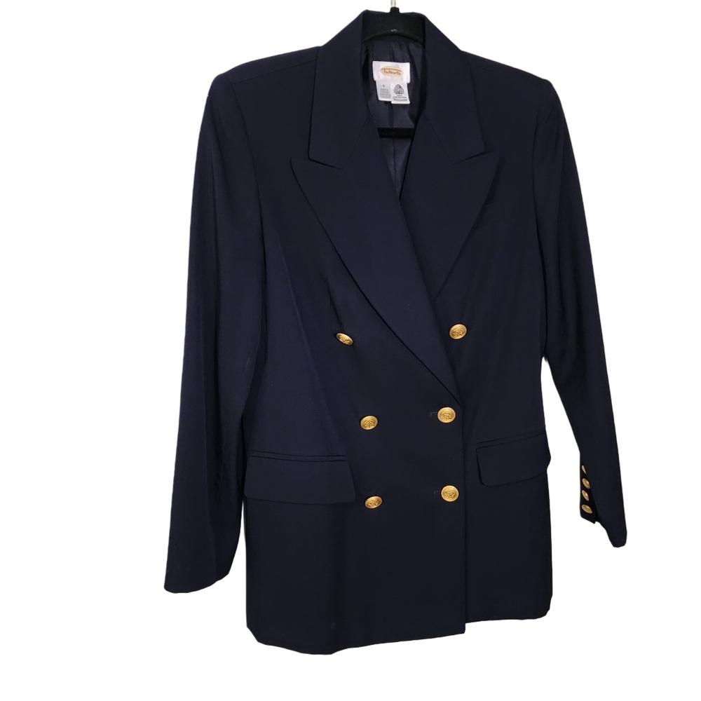Talbots navy blue blazer size 4 womens wool